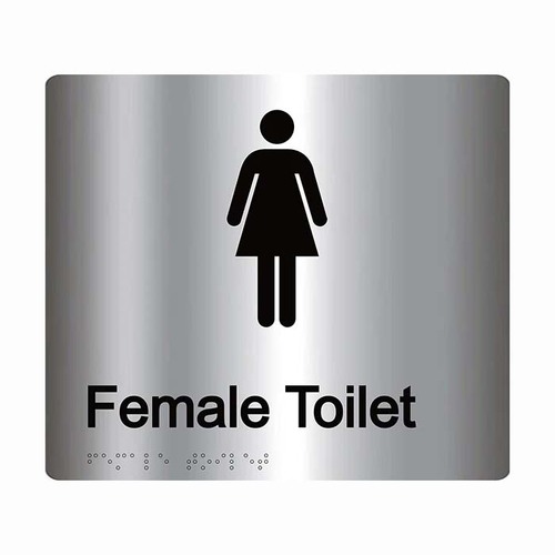 Brady Braille Sign - Female Toilet 220 x 180mm Aluminium