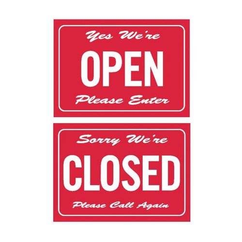 Brady Double Sided Sign - Yes We're Open / Sorry We're Closed 300 x 225mm Metal