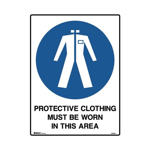 Brady Mining Site Sign - Protective Clothing Must Be Worn In This Area 600 x 450mm C1 REF(P)
