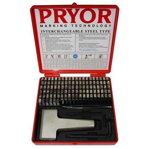 Pryor 2mm Interchangeable Punch Steel Font Set Without Holder - PRY1122M