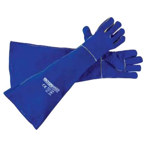 Bossweld Extra Long Welding Gloves 68cm, Blue (Pair)