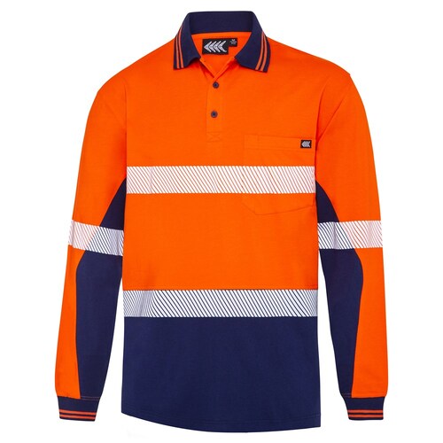 Boomerang Hi-Vis Unisex Segmented Tape Polo Shirt Orange/Navy Size Small