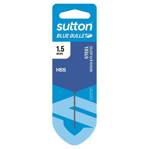 Sutton 1.5 x 40mm HSS Blue Bullet Jobber Drill Bit Carded - D102H0150