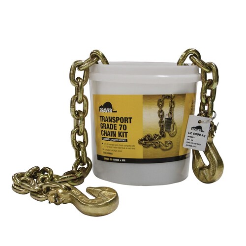 Beaver Grade 70 Transport Load Chain Kit With Regular Grab Hooks 8mm x 6m