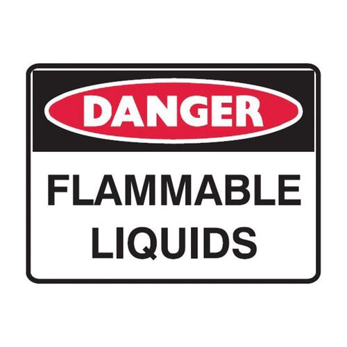 Brady Small Stick On Labels - Danger Flammable Liquids 90 x 125mm Self Adhesive Vinyl, 5/Pack