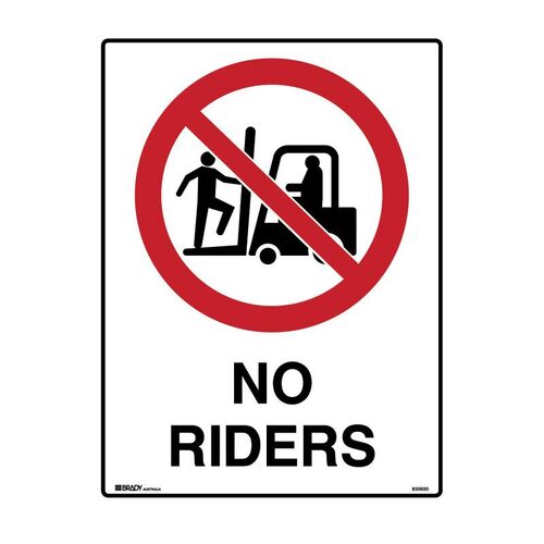 Brady Prohibition Sign - No Riders 450 x 600mm Polypropylene