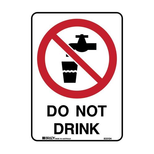 Brady Prohibition Sign - Do Not Drink 300 x 450mm Metal