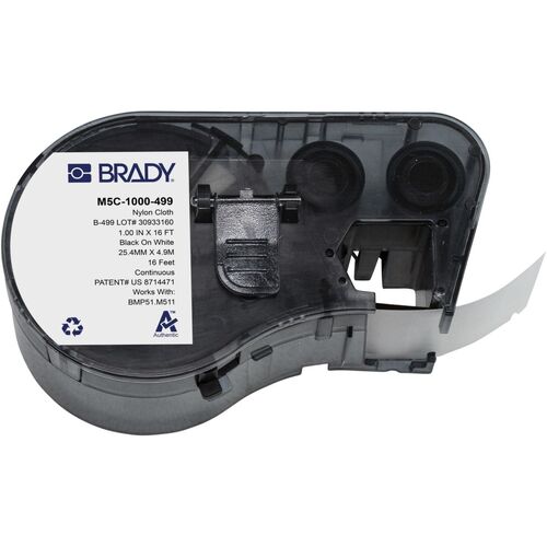 Brady Aggressive Adhesive Multi-Purpose Nylon Label 25.40mm x 4.9m, Black On White