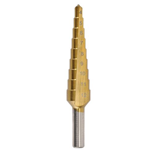 Saber 4 - 12mm HSS Straight Flute TiN Coated Step Drill Bit - 8030-M1