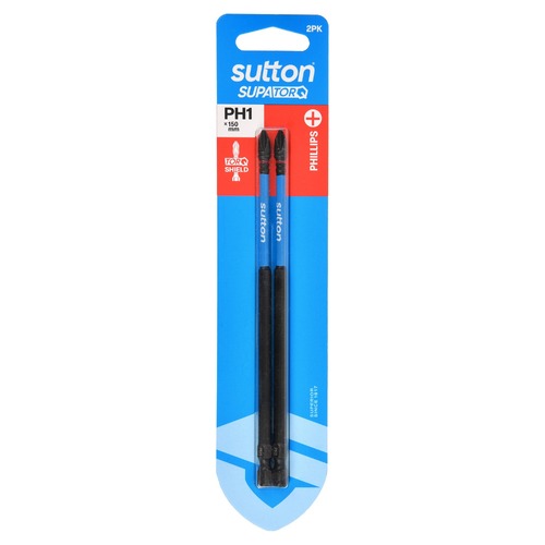 Sutton S200H02G01 PH1 x 150mm Phillips Screwdriver Bit S200 Supatorq (2 Pack)