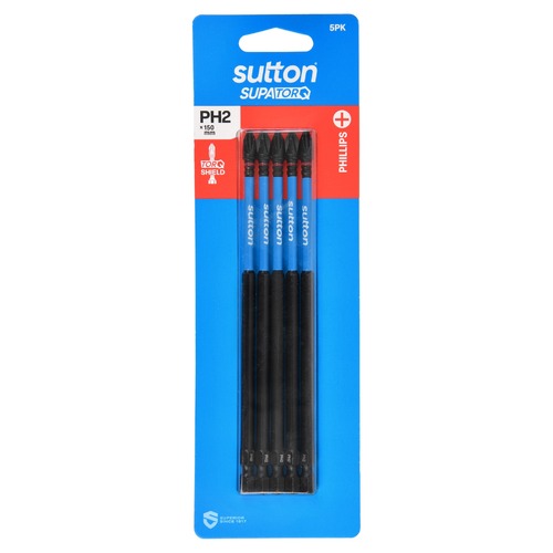 Sutton S200H05G02 PH2 x 150mm Phillips Screwdriver Bit S200 Supatorq (5 Pack)