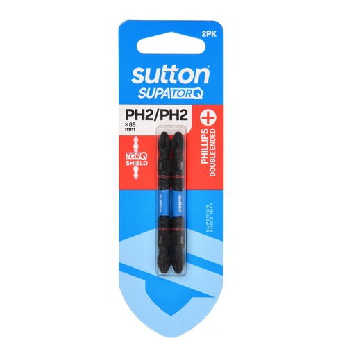 Sutton S201H02C02 PH2 x 65mm Phillips Screwdriver Double Ended Bit S201 Supatorq (2 Pack)