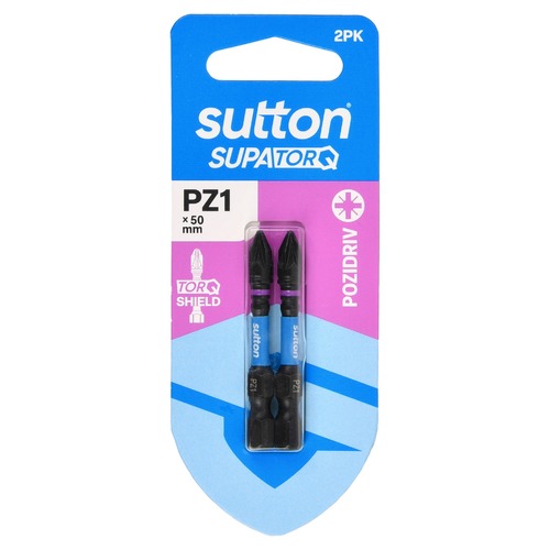 Sutton S202H02B01 PZ1 x 50mm Pozidriv Screwdriver Bit S202 Supatorq (2 Pack)