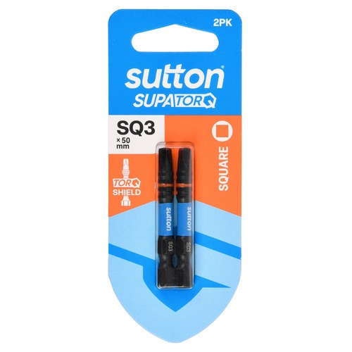 Sutton S204H02B03 SQ3 x 50mm Square/Robertson Screwdriver Bit S204 Supatorq (2 Pack)