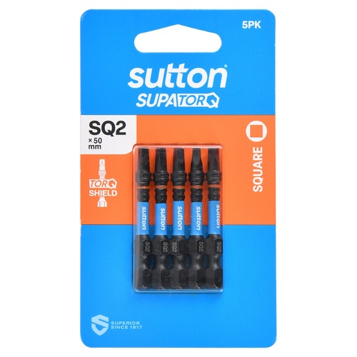 Sutton S204H05B02 SQ2 x 50mm Square/Robertson Screwdriver Bit S204 Supatorq (5 Pack)