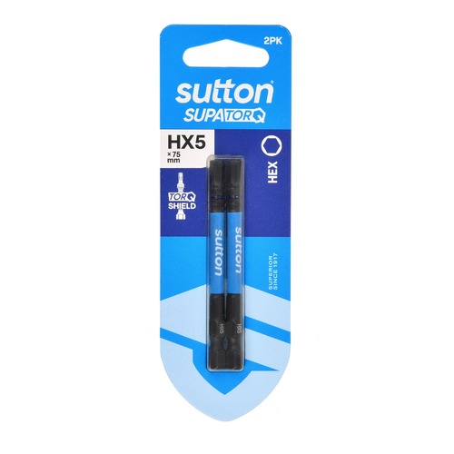 Sutton S206H02D05 HX5 x 75mm Hex Screwdriver Bit S206 Supatorq (2 Pack)