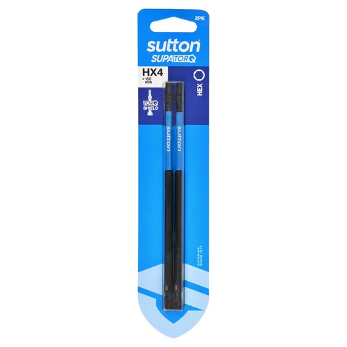 Sutton S206H02G04 HX4 x 150mm Hex Screwdriver Bit S206 Supatorq (2 Pack)