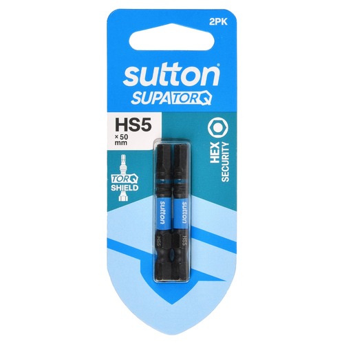 Sutton S208H02B05 HS5 x 50mm Hex-S Screwdriver Bit S208 Supatorq (2 Pack)