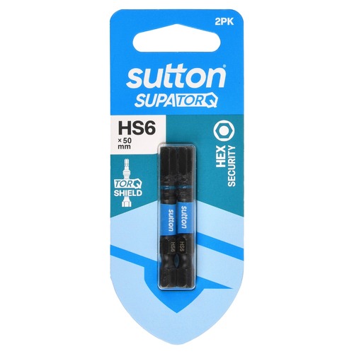 Sutton S208H02B06 HS6 x 50mm Hex-S Screwdriver Bit S208 Supatorq (2 Pack)