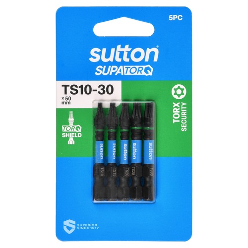 Sutton S214S05B30 TS10-TS30 x 50mm Torx-S Screwdriver Bit Set S214 Supatorq, 5 Pcs