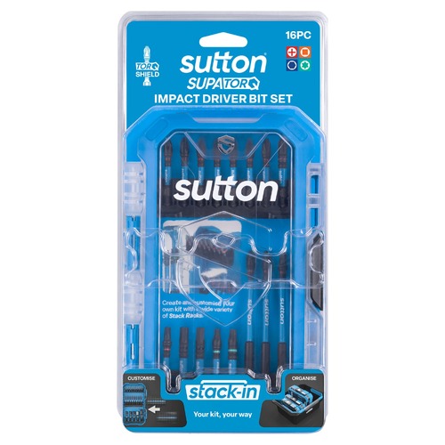 Sutton S250S16A Stack-In Power Screwdriver Bit Set S250 Supatorq, 16 Pcs