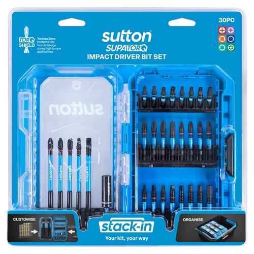 Sutton S250S30A Stack-In Insert/Power Screwdriver Bit Set S250 Supatorq, 30 Pcs