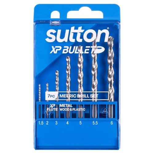 Sutton HSS Bright XP Bullet Jobber D220 Drill Bit Set 1.5 - 6mm, 7 Pcs