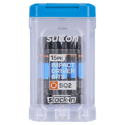 Sutton S204T15B02 SQ2 x 50mm Stack-In Square Screwdriver Bit S204 Supatorq, 15/Pack