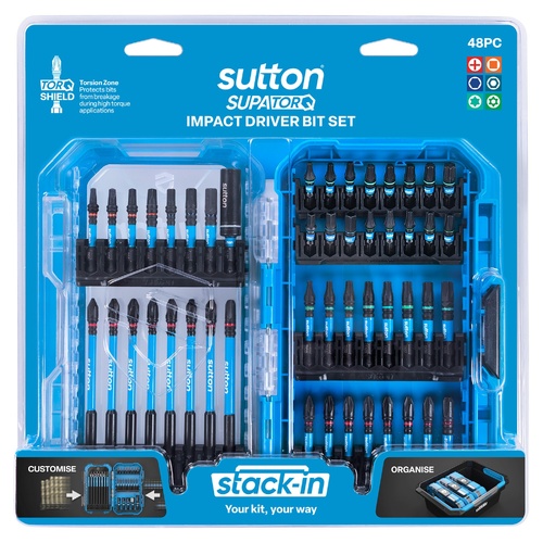 Sutton S250S48A Stack-In Insert/Power Screwdriver Bit Set S250 Supatorq, 48 Pcs