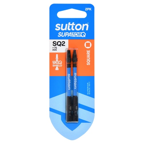 Sutton S204H02D02 SQ2 x 75mm Square/Robertson Screwdriver Bit S204 Supatorq (2 Pack)