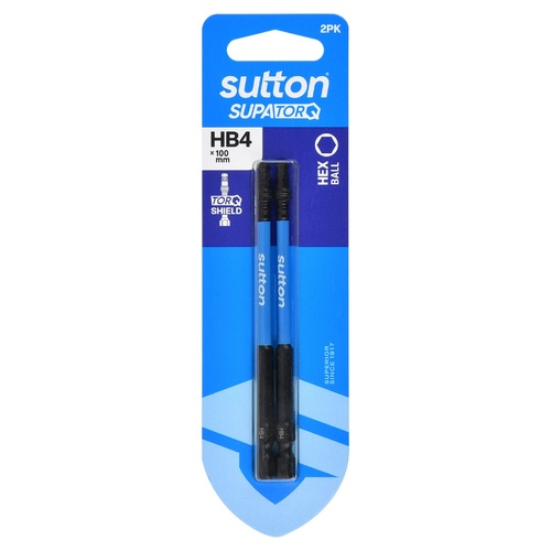 Sutton S210H02E04 HB4 x 100mm Hex Ball Screwdriver Bit S210 Supatorq - 2/Pack