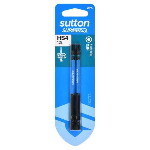 Sutton S208H02E04 HS4 x 100mm Hex-S Screwdriver Bit S208 Supatorq - 2/Pack