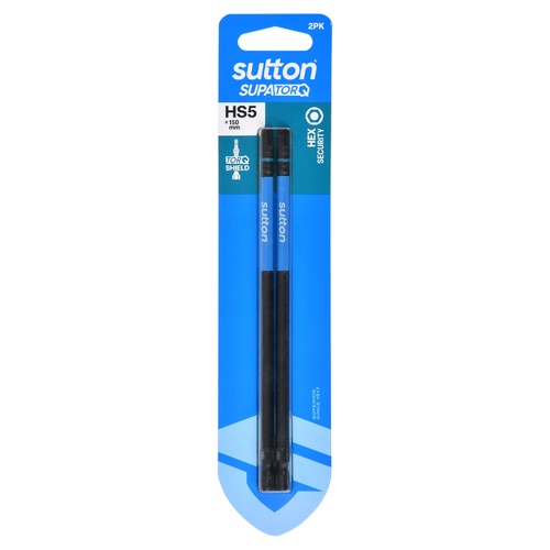 Sutton S208H02G05 HS5 x 150mm Hex-S Screwdriver Bit S208 Supatorq - 2/Pack