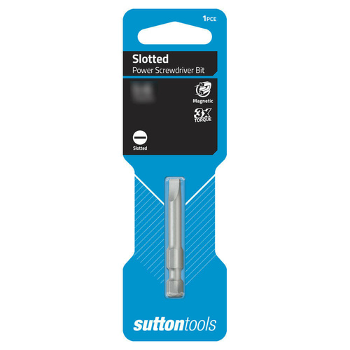 Sutton S100 Slotted Screwdriver Bit Power Carded CRV