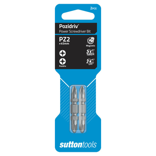 Sutton S102 Pozidrive Screwdriver Bit Double End Carded