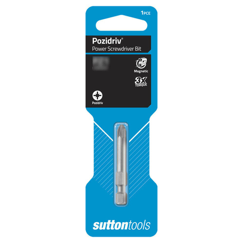 Sutton S102 Pozidrive Screwdriver Bit Power Carded CRV