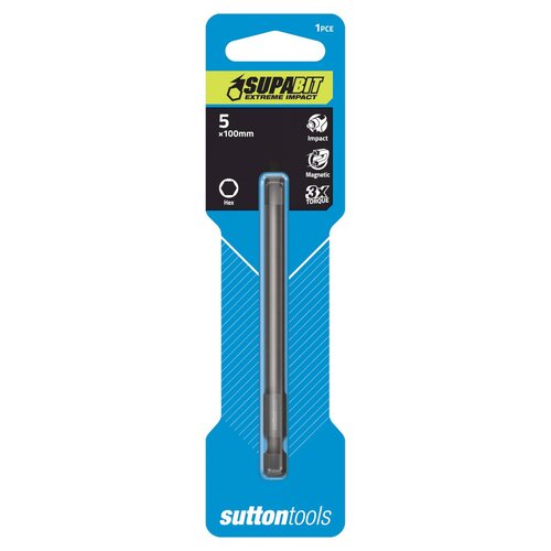 Sutton S114 5mm Impact Hex Screwdriver Bit Power CRV