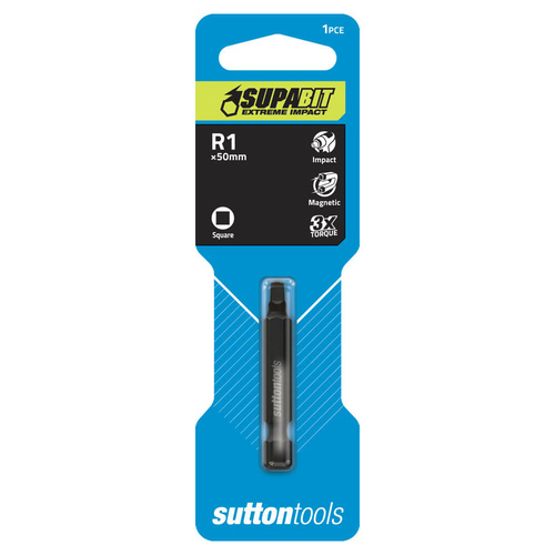 Sutton S118 R1 Robertson Impact Screwdriver Bit Power Carded CRV