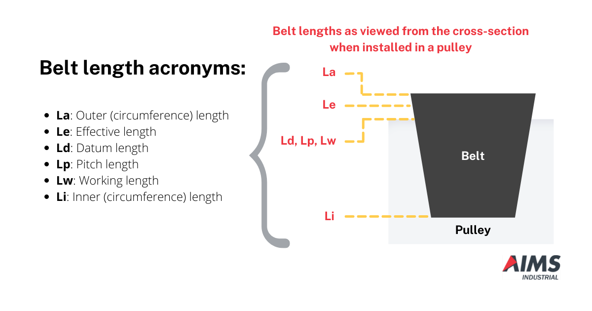 Belt Length Acronyms (La, Le, Ld, Lp, Lw and Li)