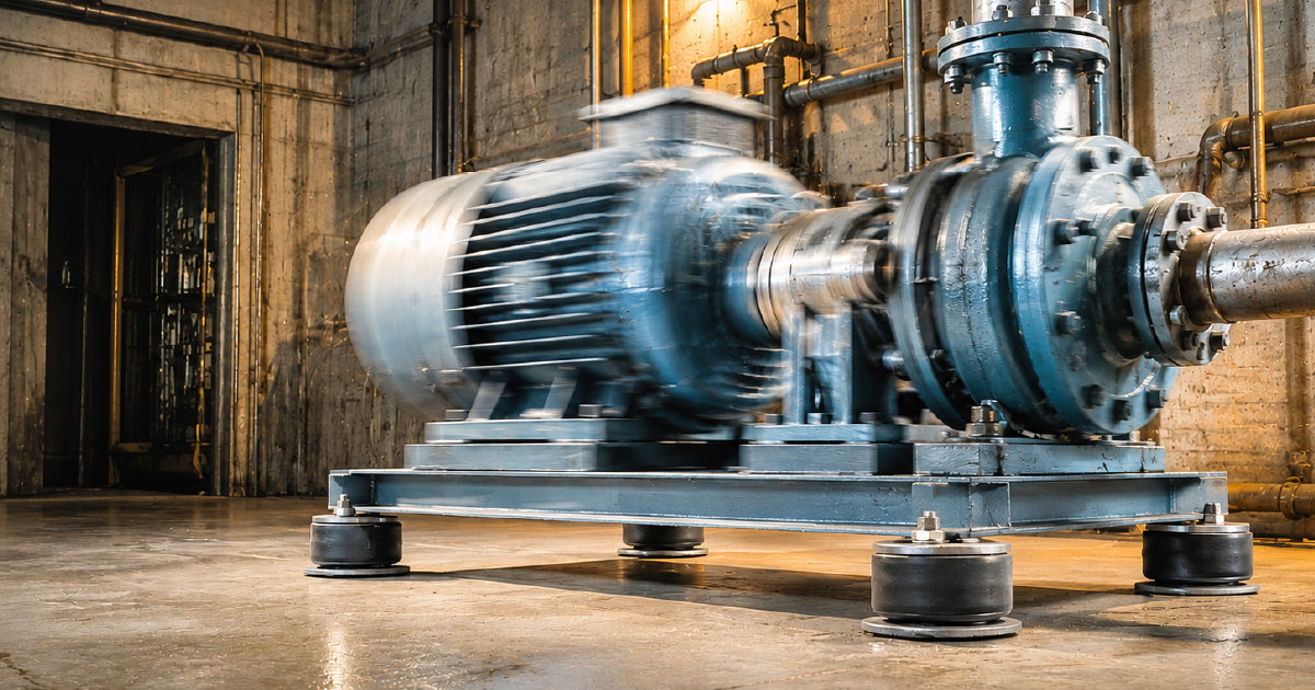 Cylindrical and flange anti-vibration rubber mounts showing Shore hardness ratings for industrial motors compressors and fan isolation Australia