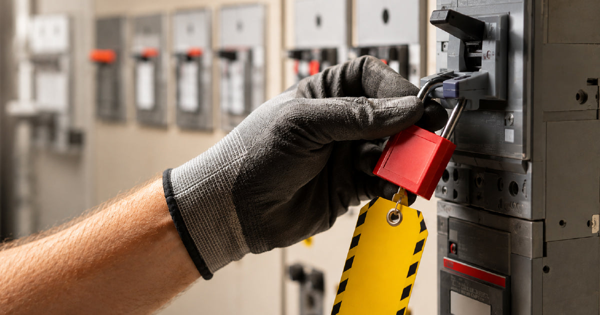 Brady and Masterlock lockout tagout equipment including LOTO padlocks multi-lock hasps valve lockouts and filled lockout station for Australian WHS compliance guide