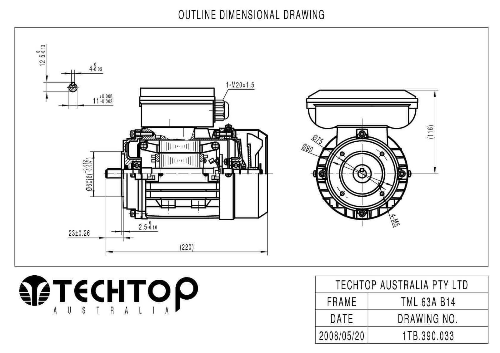 0.25 kW Motor (1/3 HP) 240 V Single Phase Cap Start Cap Run Aluminium2