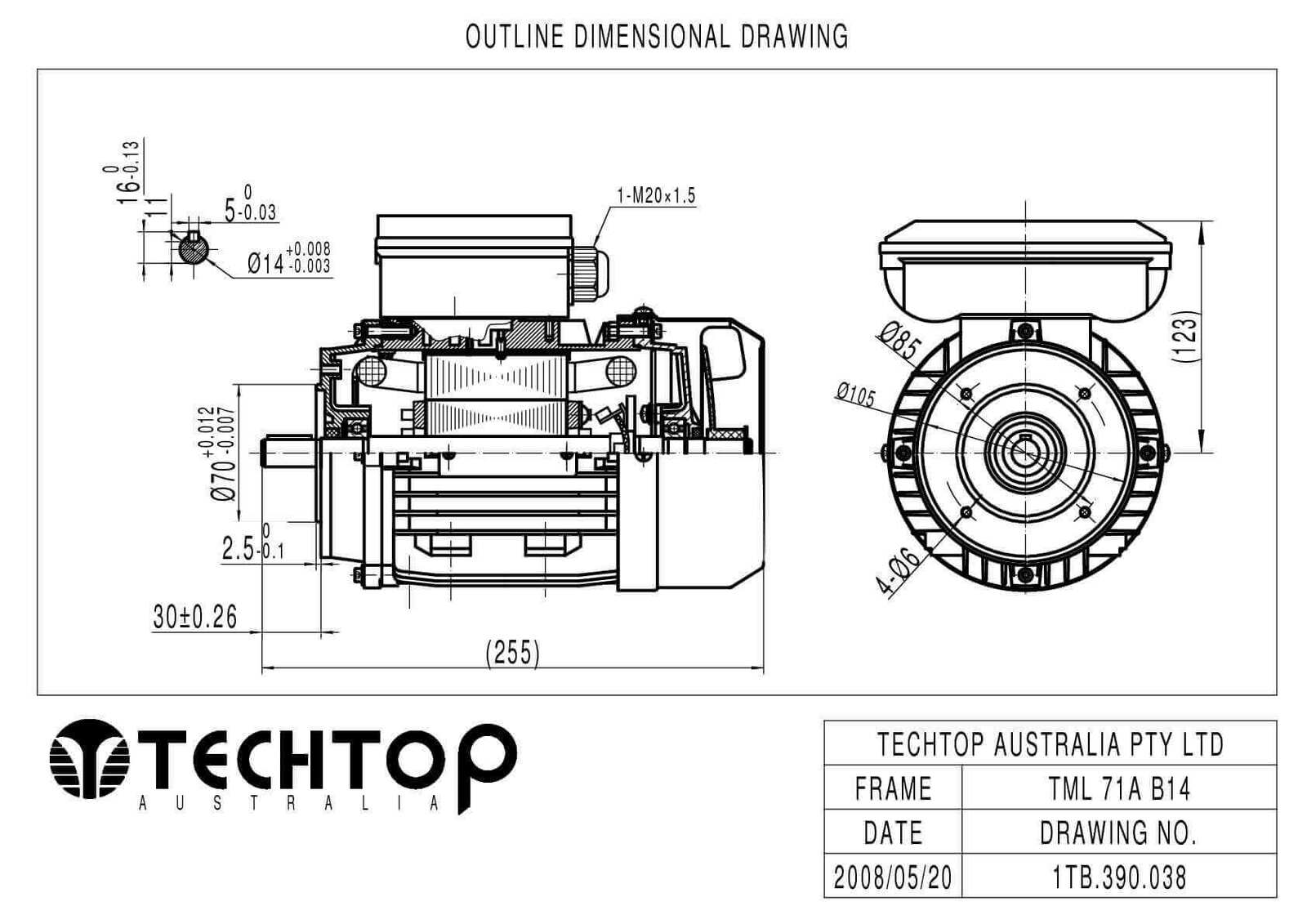 techtop-single-phase-aluminium-motor-TML-drawing3