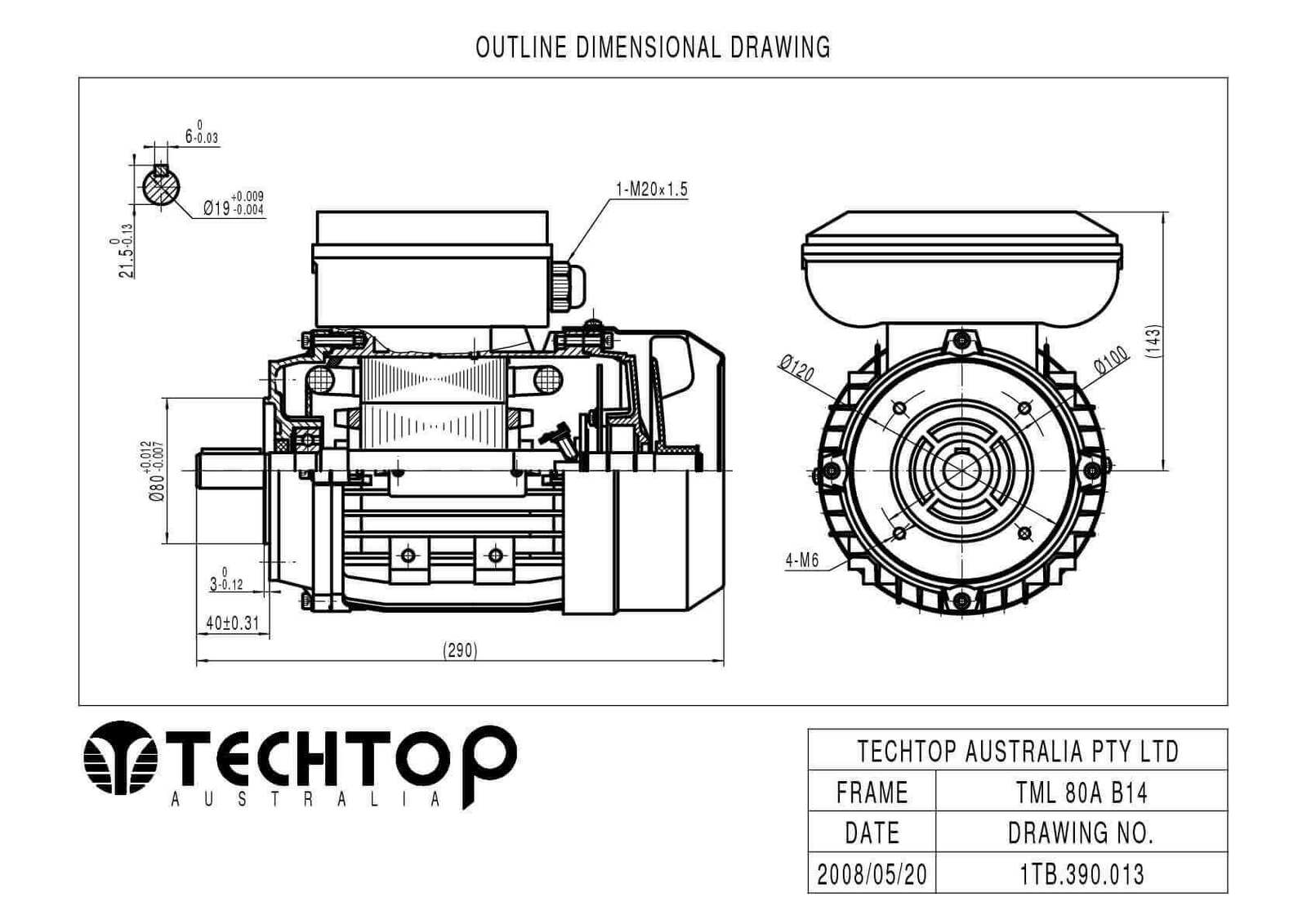 techtop-single-phase-aluminium-motor-TML-drawing2