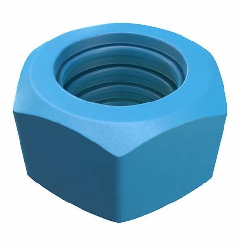 1" UNC Heavy Hex Nut Grade 2H Xylan Blue - Pack of 4