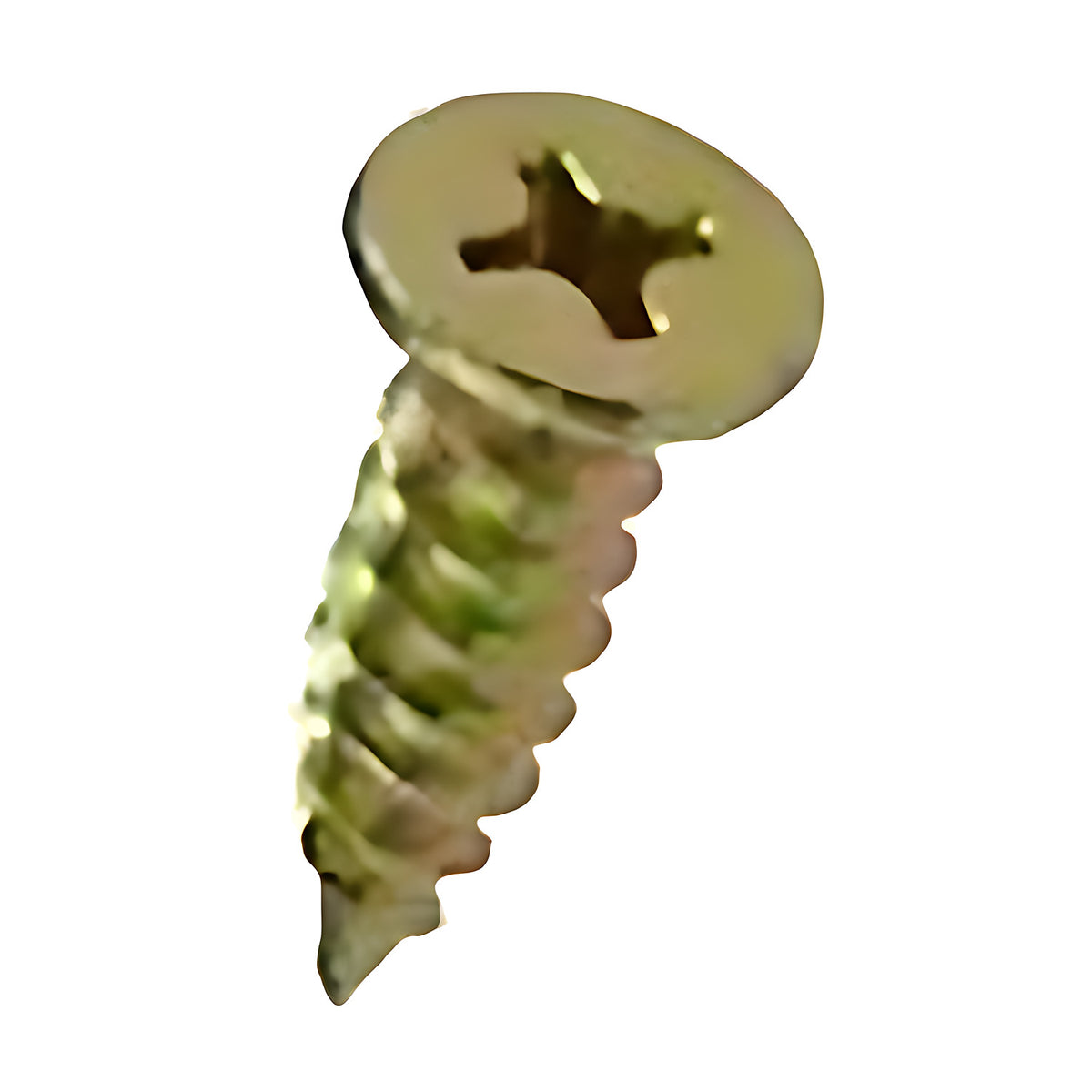 Hobson #10-15 x 16mm flat head needle point screw, yellow zinc finish, Phillips cross recess and coarse thread