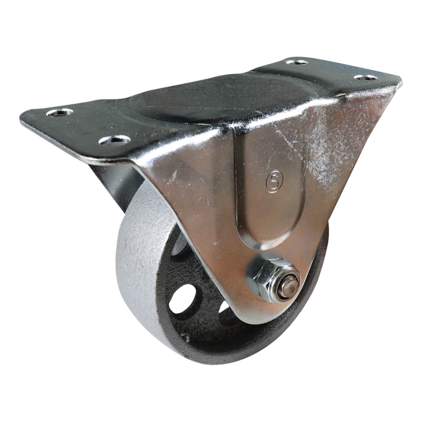 100mm Fixed Plate Castor - Cast Iron Wheel I2
