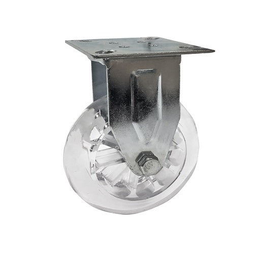 100mm Fixed Plate Castor - Polycarbonate Wheel Transparent - Box of  4