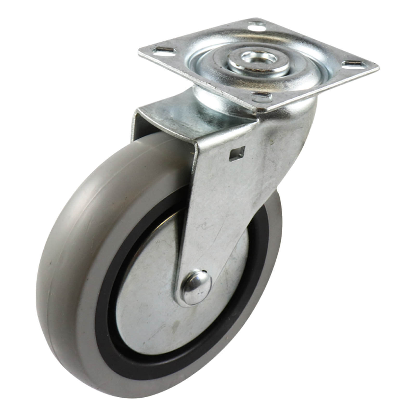 100mm Swivel Plate Castor - Rubber Wheel Grey G1