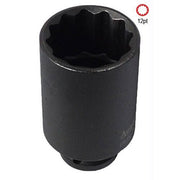 1/2'' Square Drive 12 Point Standard Deep Impact Socket - AIMS Industrial Supplies